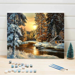 Painting By Numbers Landscape Winter House Sunset