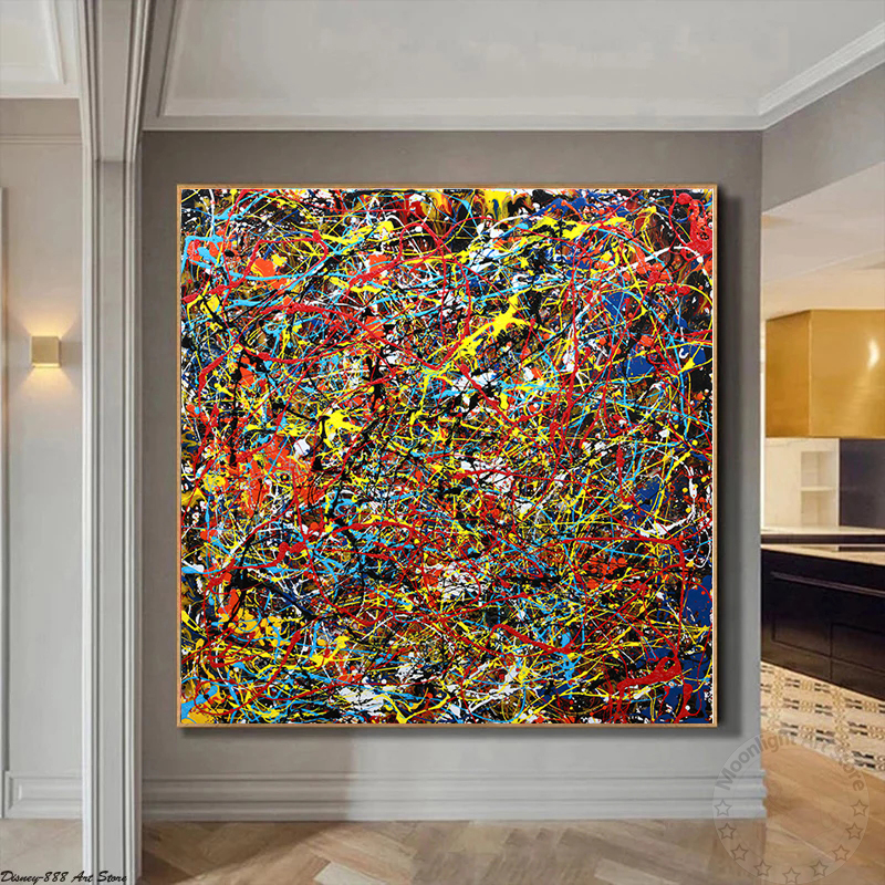 Abstract Colorful Lines Graffiti Canvas Painting For Home - Image 2