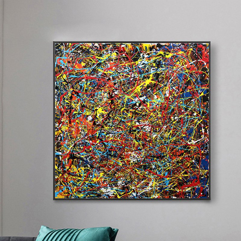 Abstract Colorful Lines Graffiti Canvas Painting For Home - Image 4