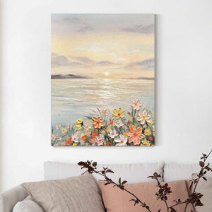 Flower Seascape Drawing On Canvas Oil Painting By Number
