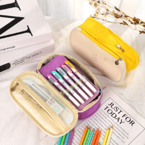 Simple Macaron Large Capacity Zipper Pencil Case