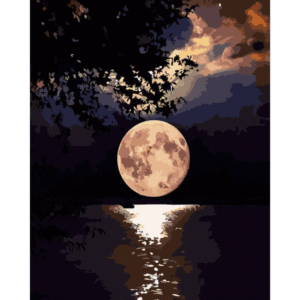 Acrylic Watercolor Paint By Number, Moon Reflection