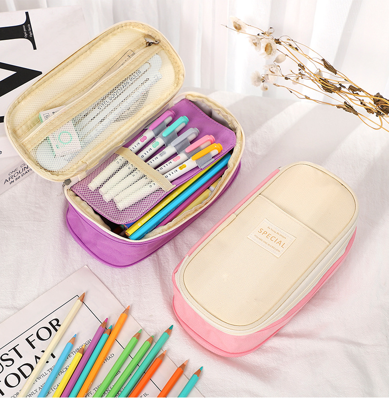 Simple Macaron Large Capacity Zipper Pencil Case - Image 4
